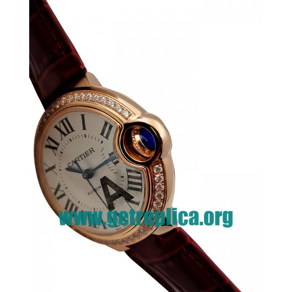 UK Silver Dials Rose Gold Cartier Ballon Bleu WJBB0033 33MM Replica Watches