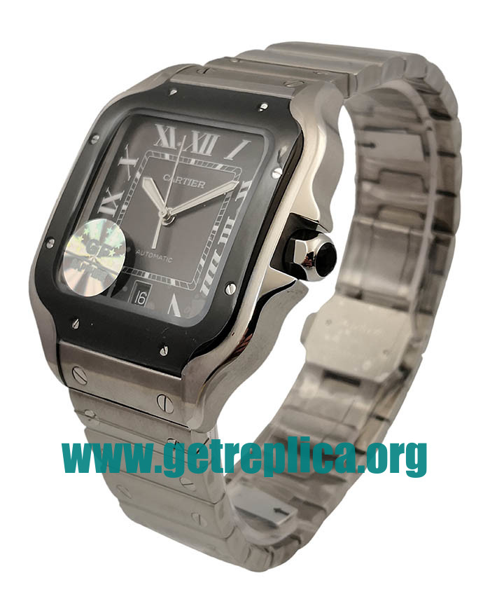 UK Black Dials Steel Cartier Santos WSSA0037 37.5MM Replica Watches