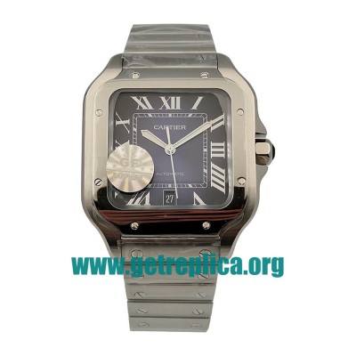 UK Blue Dials Steel Cartier Santos WSSA0013 37.5MM Replica Watches