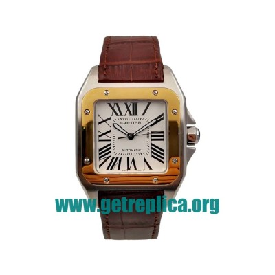 UK White Dials Steel And Rose Gold Cartier Santos 100 W20107X7 39 x 39 MM Replica Watches