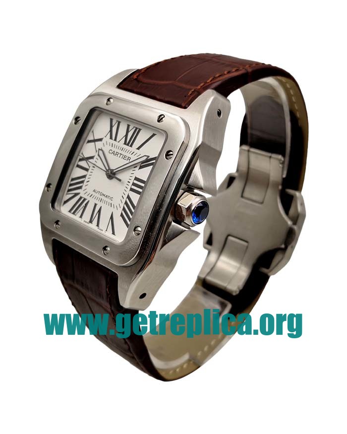UK White Dials Steel Cartier Santos 100 W20106X8 39MM Replica Watches