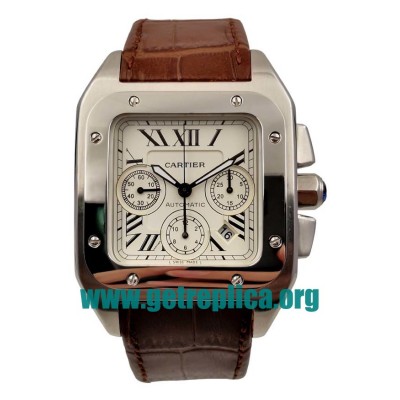 UK Silver Dials Steel Cartier Santos 100 W20090X8 40MM Replica Watches